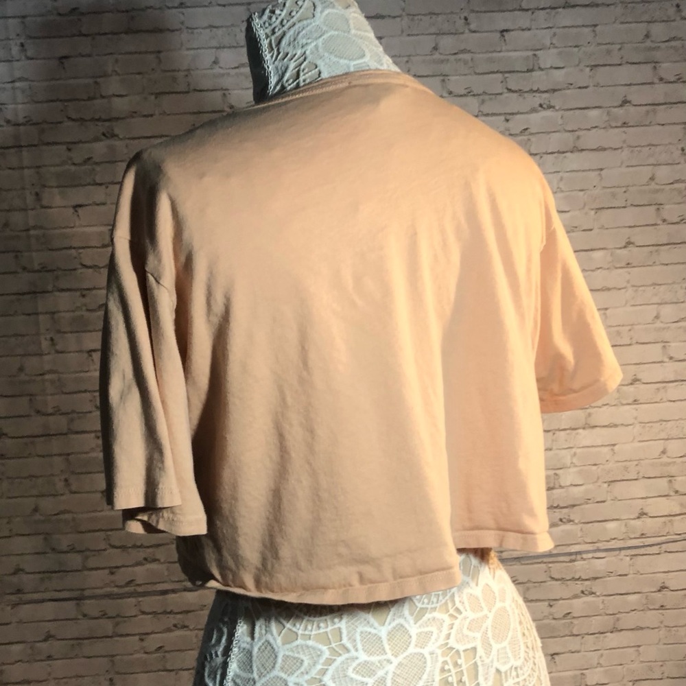 Forever 21 short sleeve cotton cropped tee t-shirt Peach Tan color Size … - Picture 4 of 10